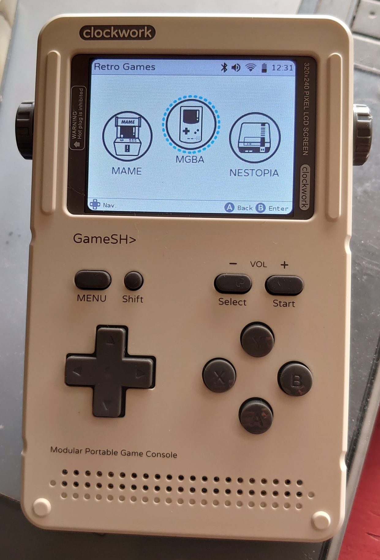 ClockworkPi GameShell front view of assembled device